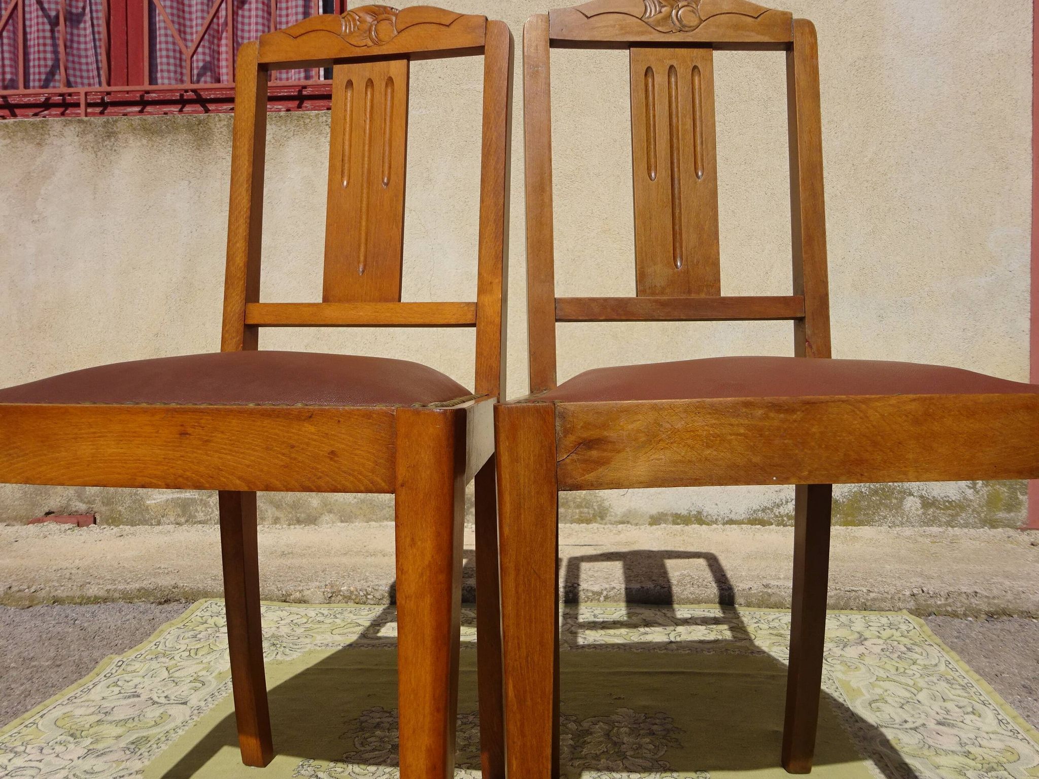 Matching Art Deco seats: 1 bridge armchair and 2 chairs.