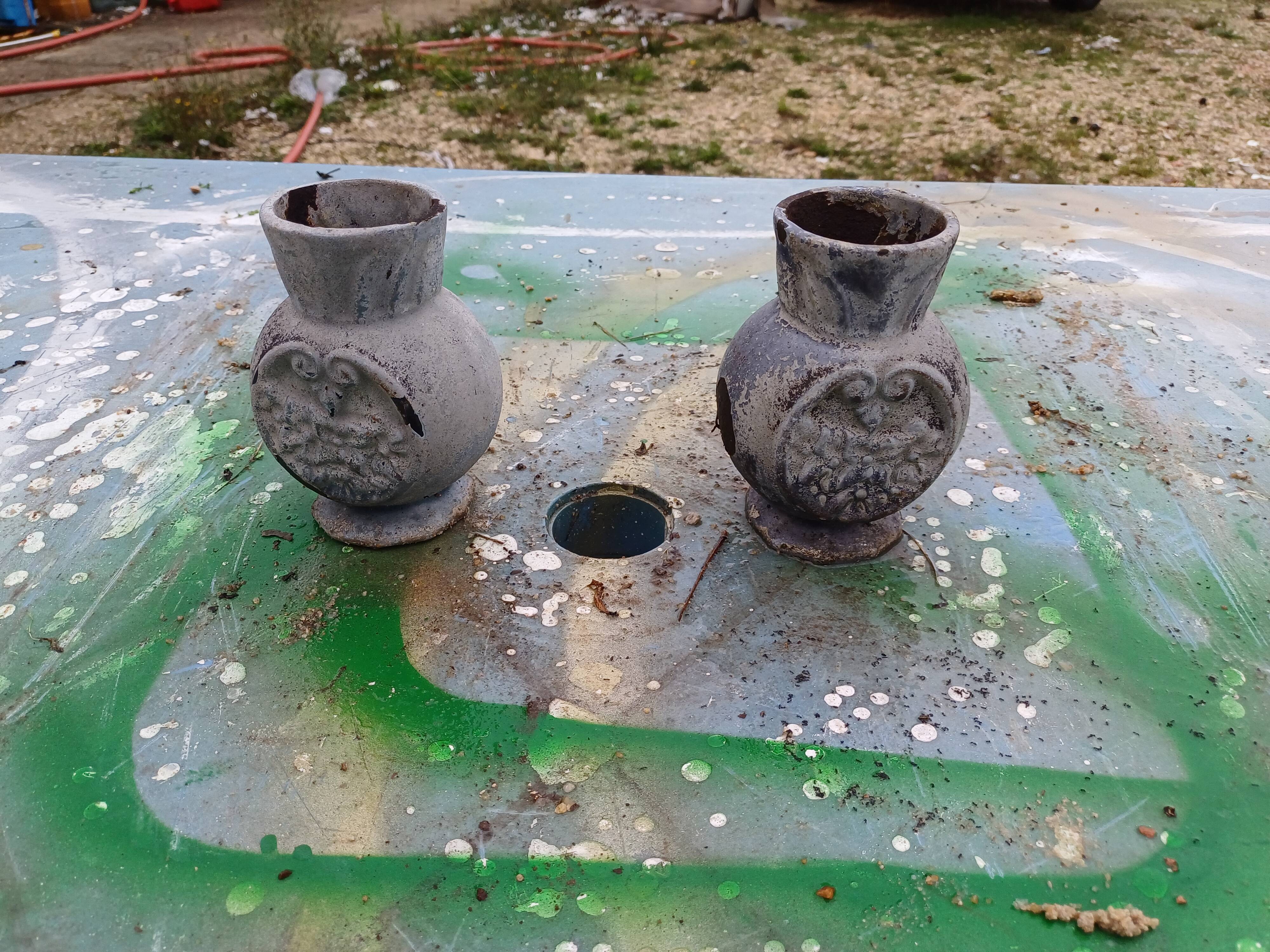 Pair of Cast Iron Vases 1900 from Charleville-Mézières