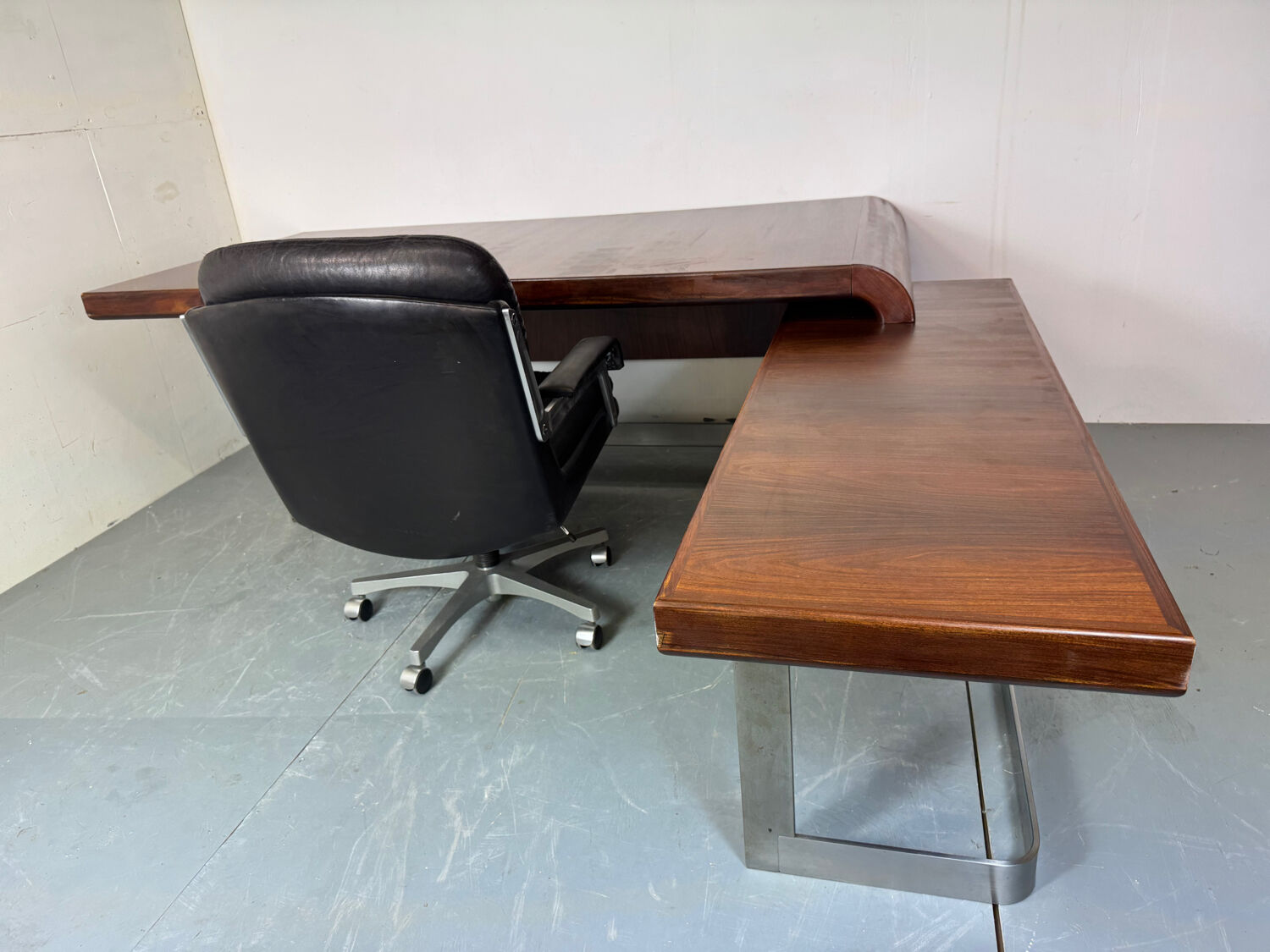 Vintage Danish design mid century wood steel Sibast executive desk