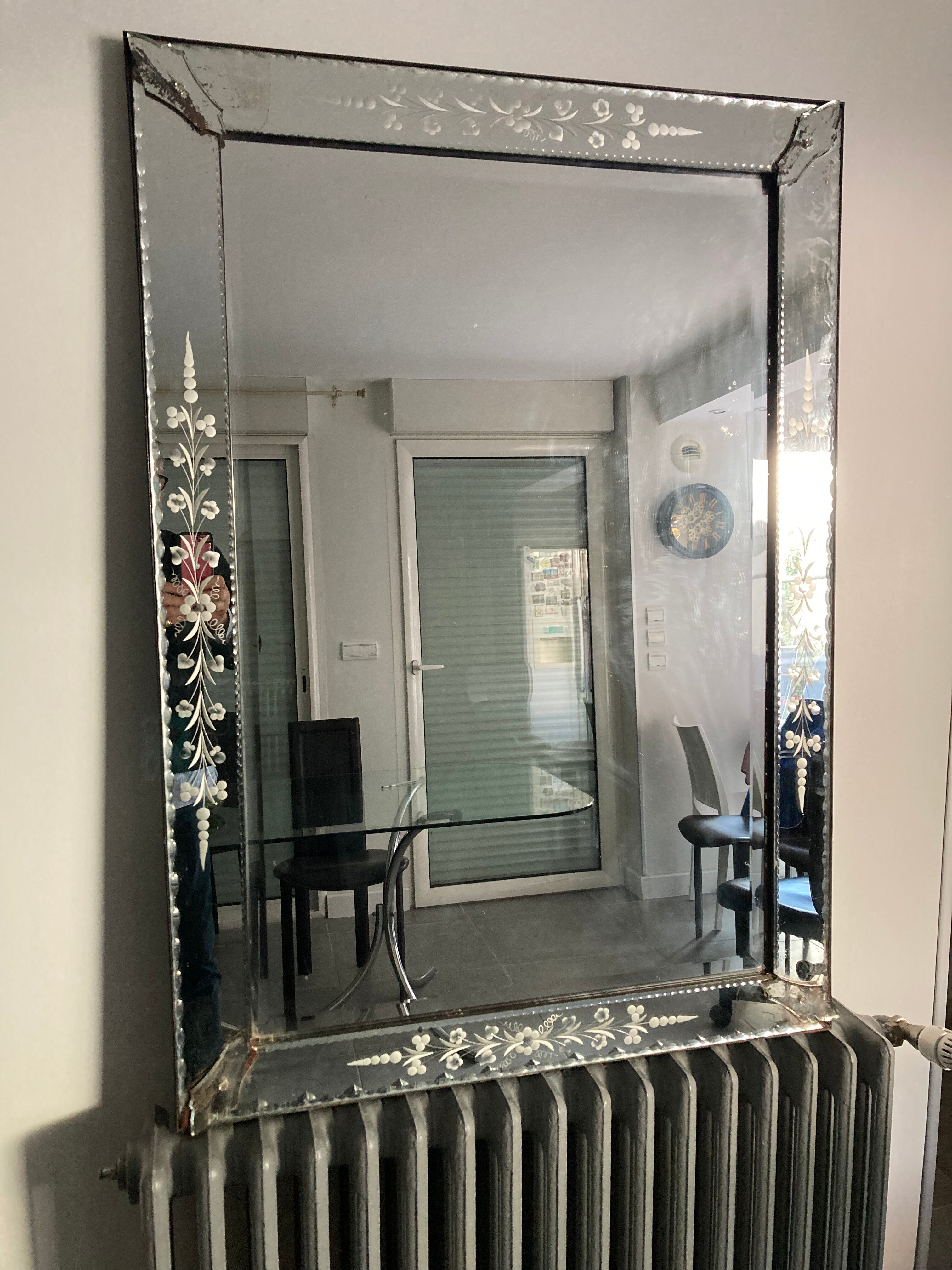 Miroir venitien biseaute de grand forma