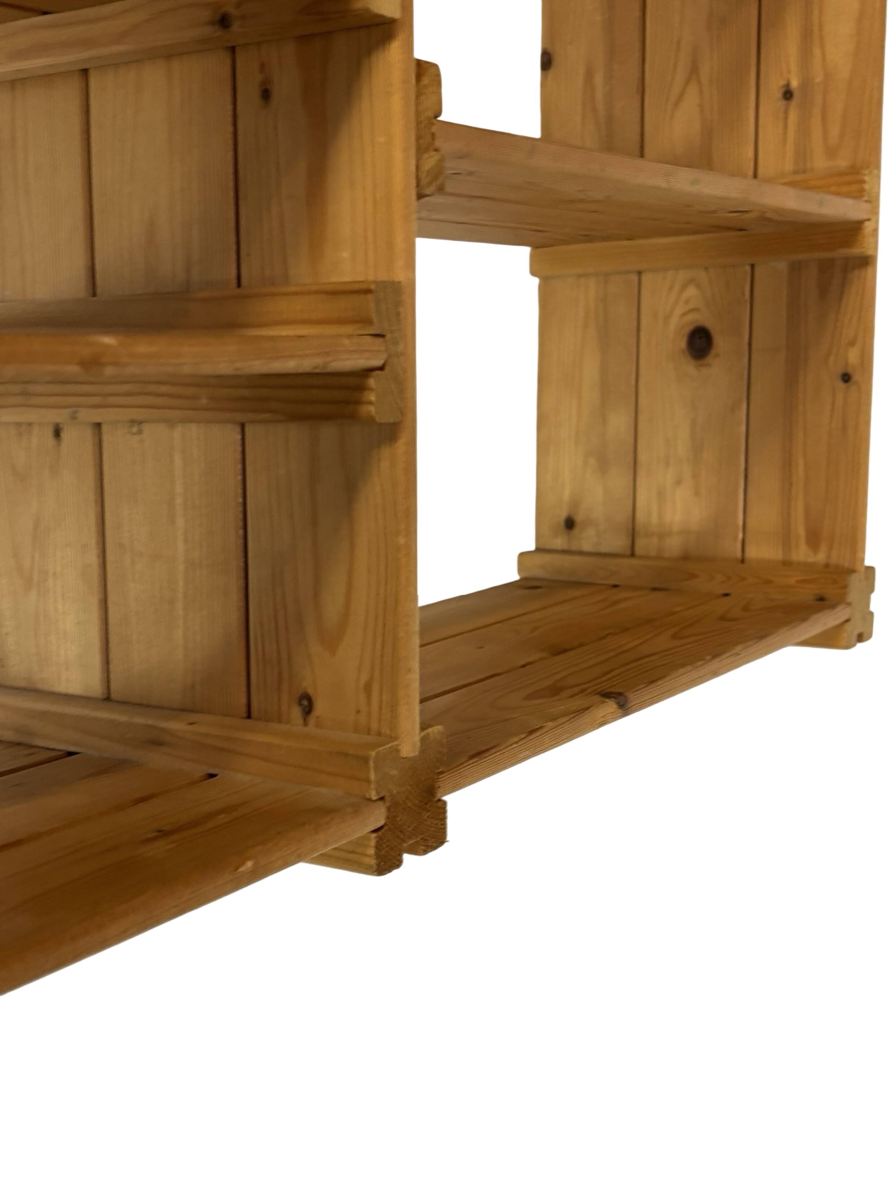 Vintage Wall shelf rack Pine wood 70s minimalist design