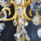 Pair of wall lamps two bronze lights with grapevines and crystal garlands – Louis XV style