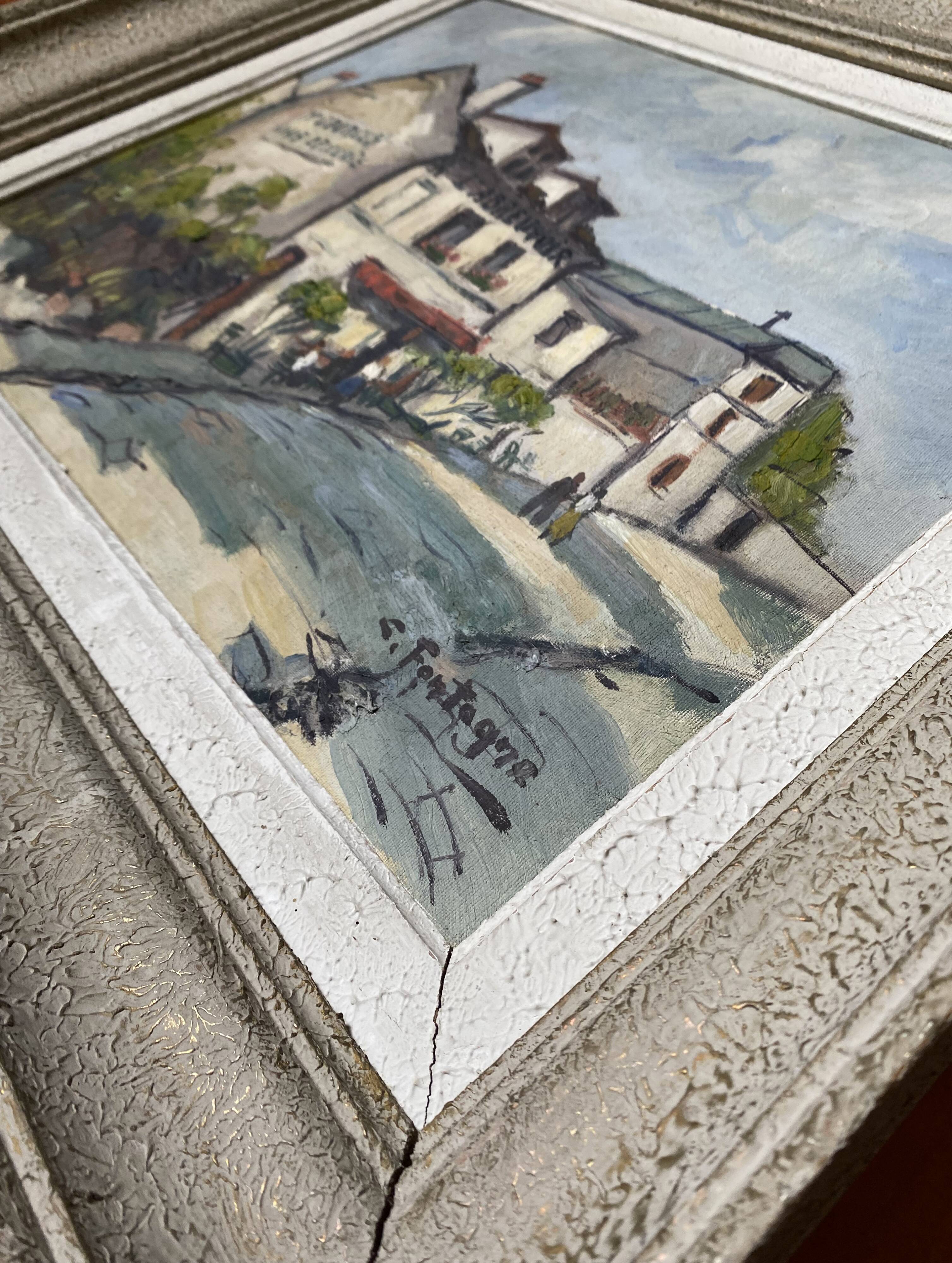 Table HST L'Abreuvoir café de Montmartre Paris 1950 signed C. Fontagne