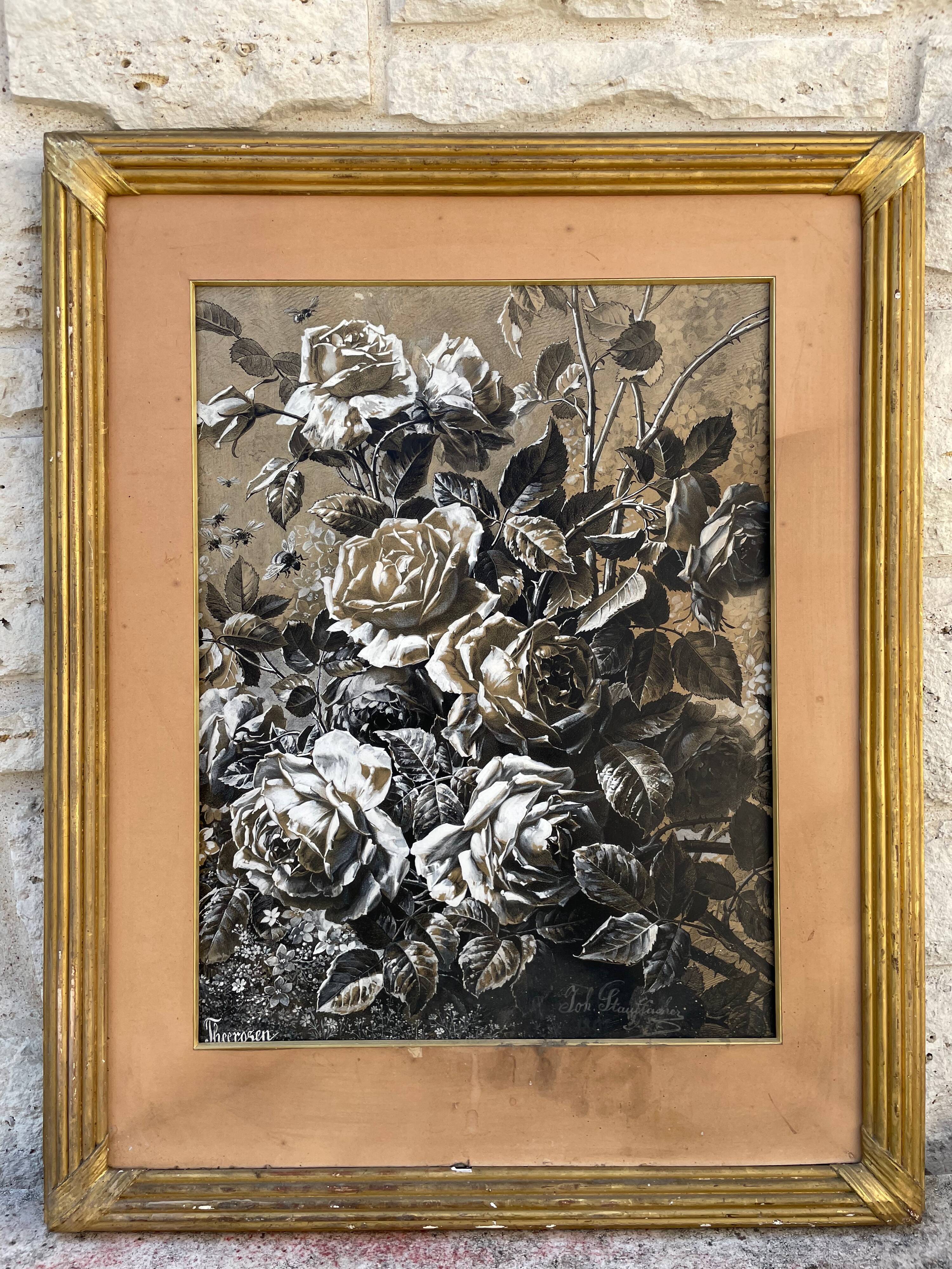 Painting old stauffacher roses, realistic