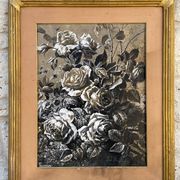 Tableau peinture ancienne roses stauffacher