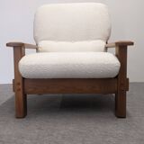 Pair of modernist armchairs in solid elm from the 60s/70s