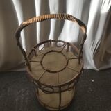 Porte bouteilles rotin courbé vintage