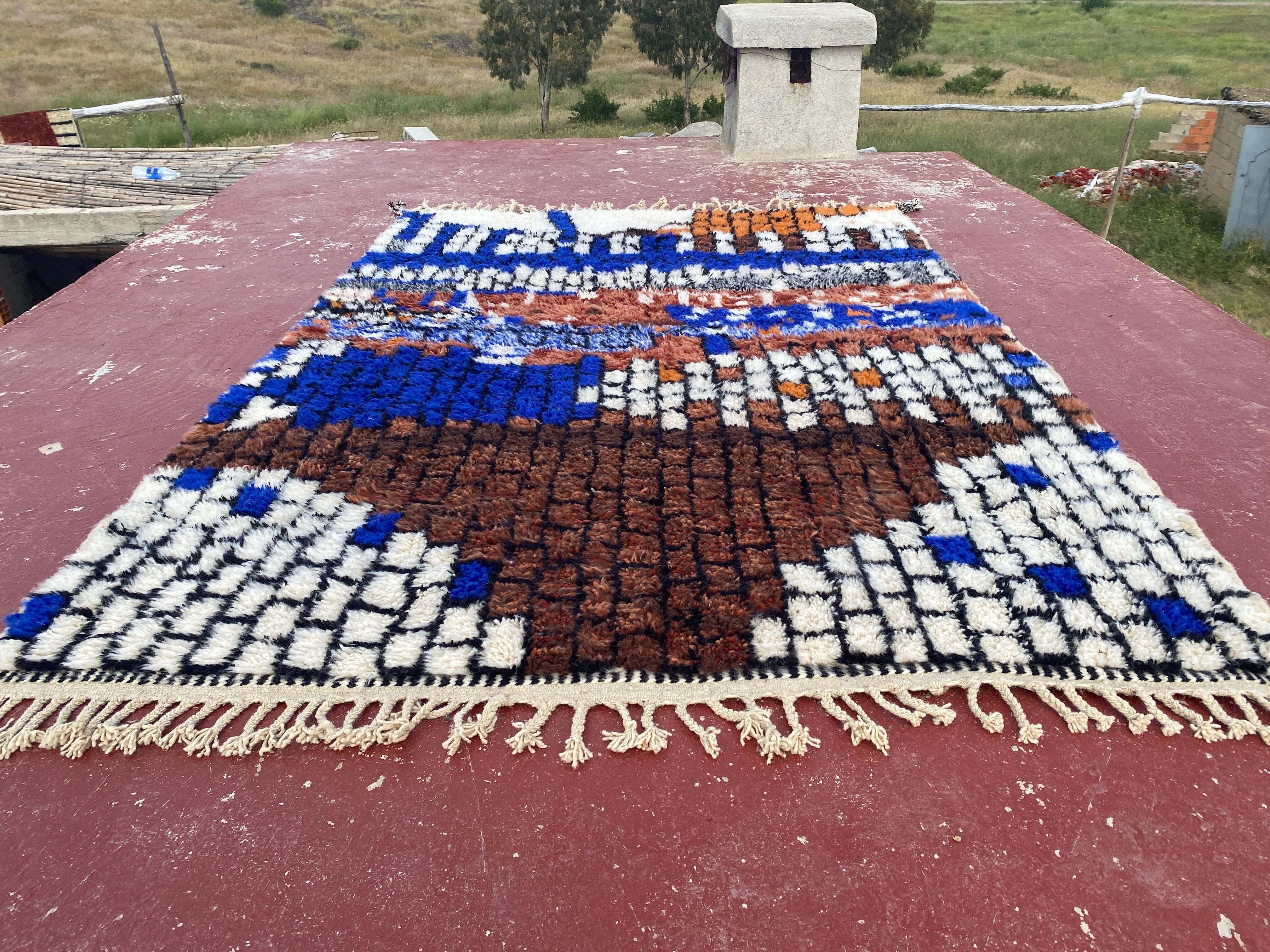 Contemporary multicoloured Berber rug in wool – 300 x 200 cm