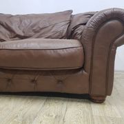 Mid-Century, Chesterfield sofa, natural leather