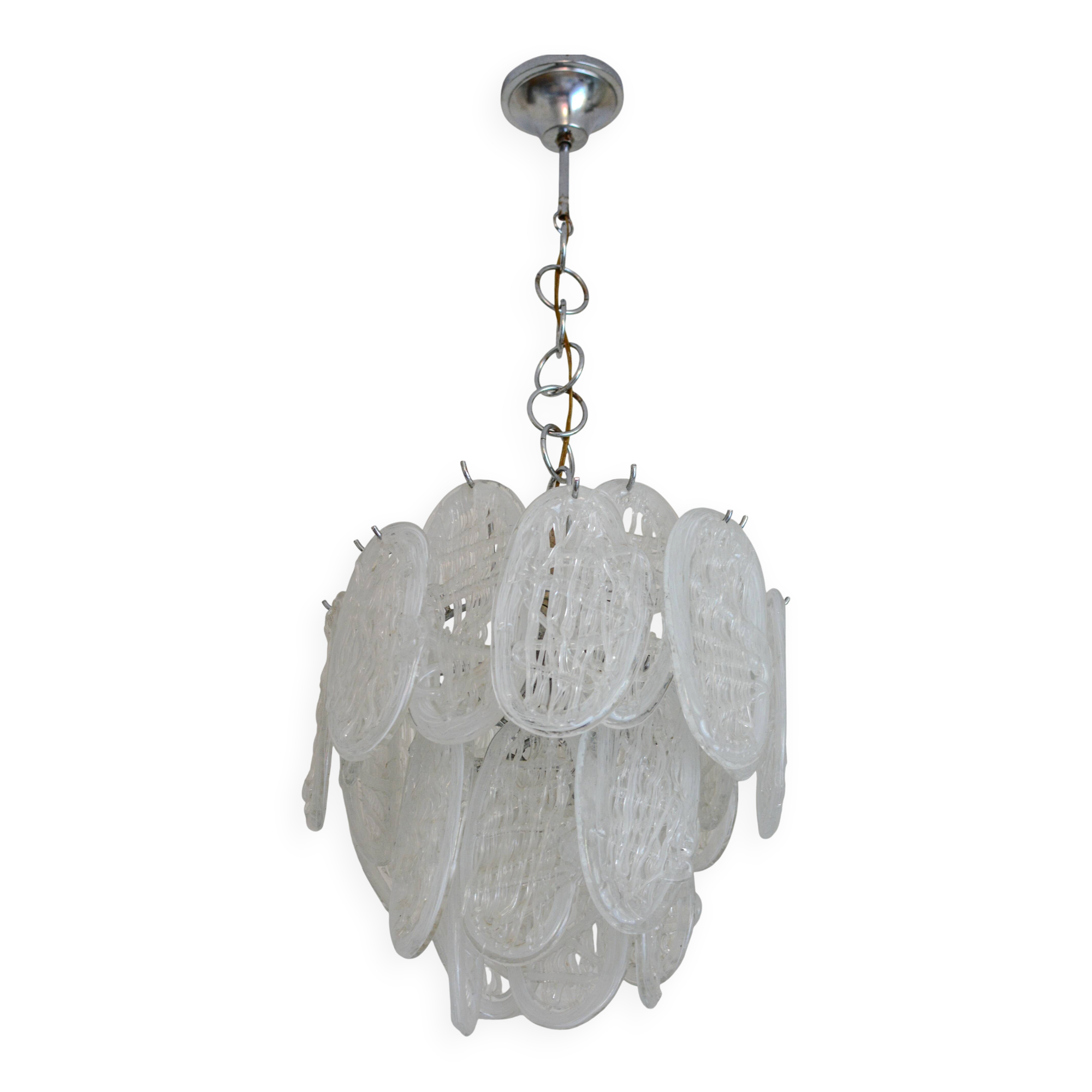 Lustre Mazzega italien vintage en verre texturé, années 1960–1970
