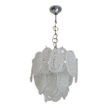 Vintage Italian Mazzega chandelier in textured glass, 1960s–1970s.