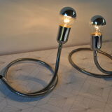 Snake model lamps pair by Gepo ,1970