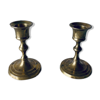 Pair of gilded brass candle holders