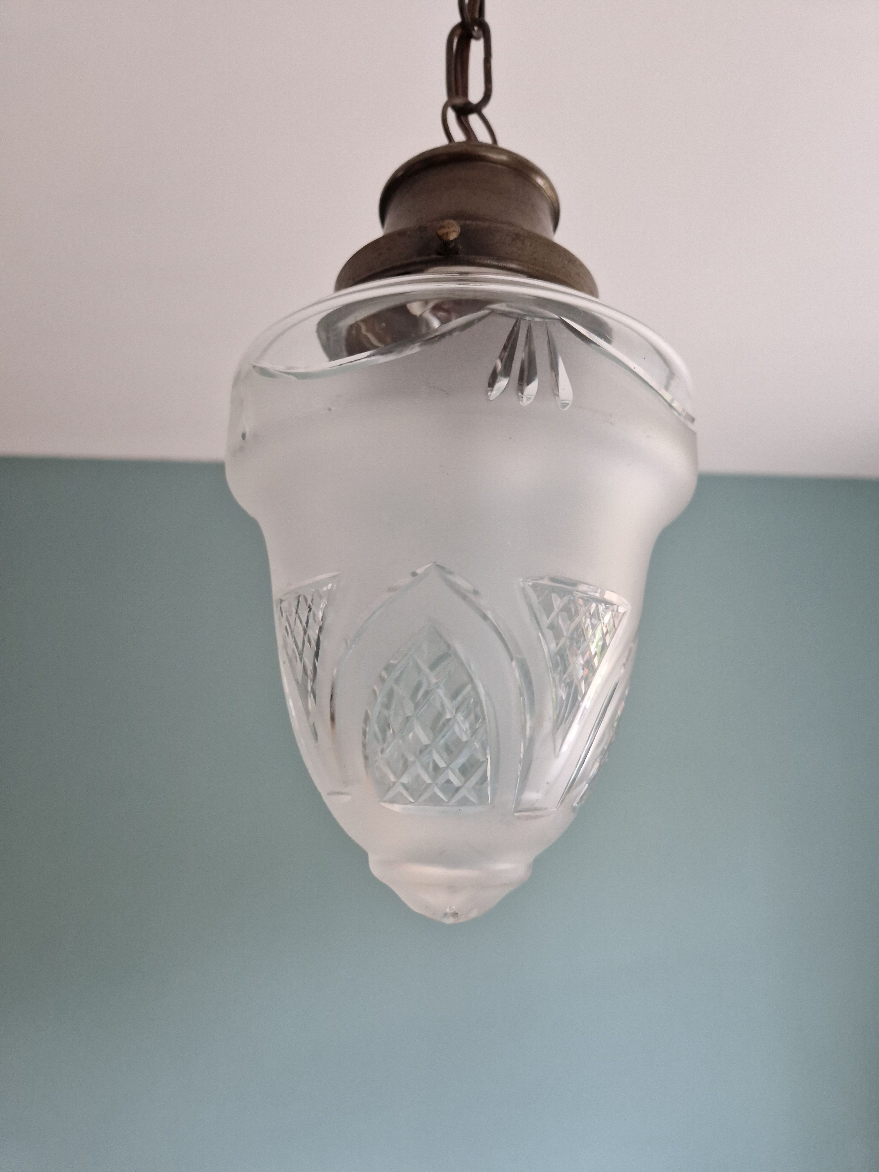 Crystal pendant lamp, Val Saint-Lambert, early twentieth century