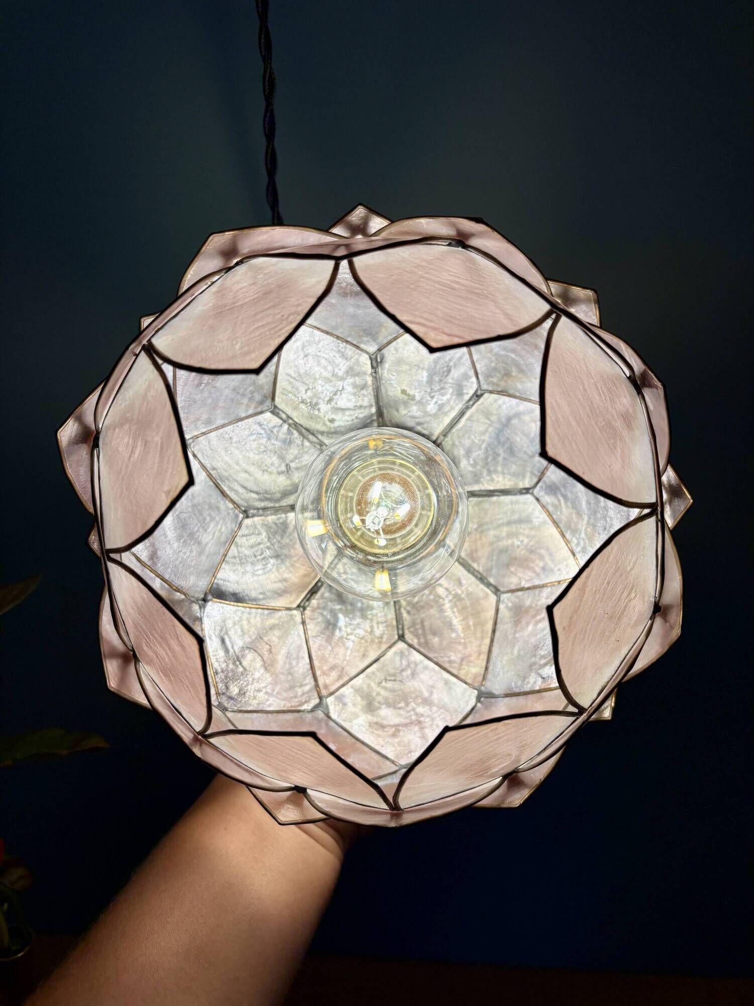 Vintage pink mother-of-pearl pendant light