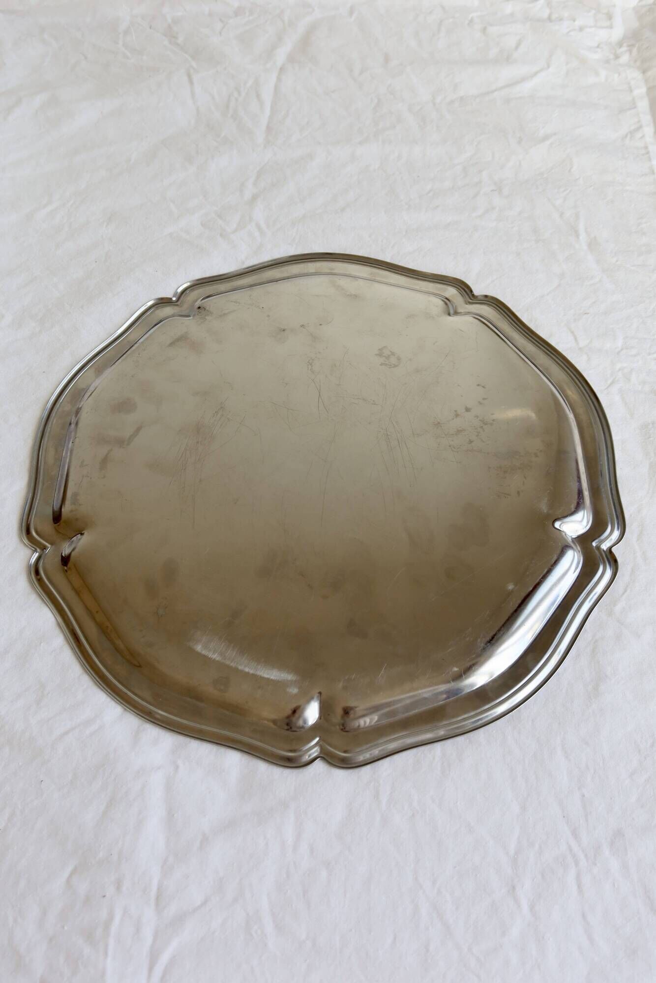 Vintage silver-plated serving tray - Bistro style