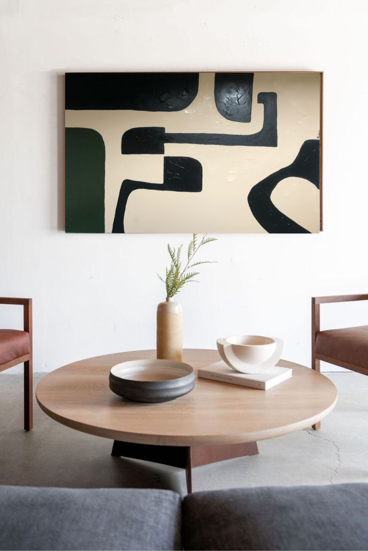 Abstract painting geometric shapes 100x81cm contemporary