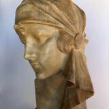 Sculpture alabaster 1900 by l romiti rebecca bust art nouveau double patina