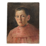 Oil on cardboard representing a choirboy from the early 20th century