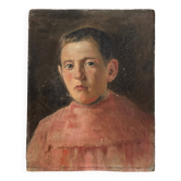 Oil on cardboard representing a choirboy from the early 20th century