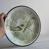 Assiette verte oiseaux.