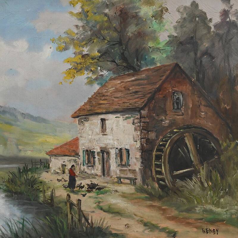 Large Painting “The Mill”, signed Reney – Part 1 of the 20th century