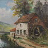 Large Painting “The Mill”, signed Reney – Part 1 of the 20th century