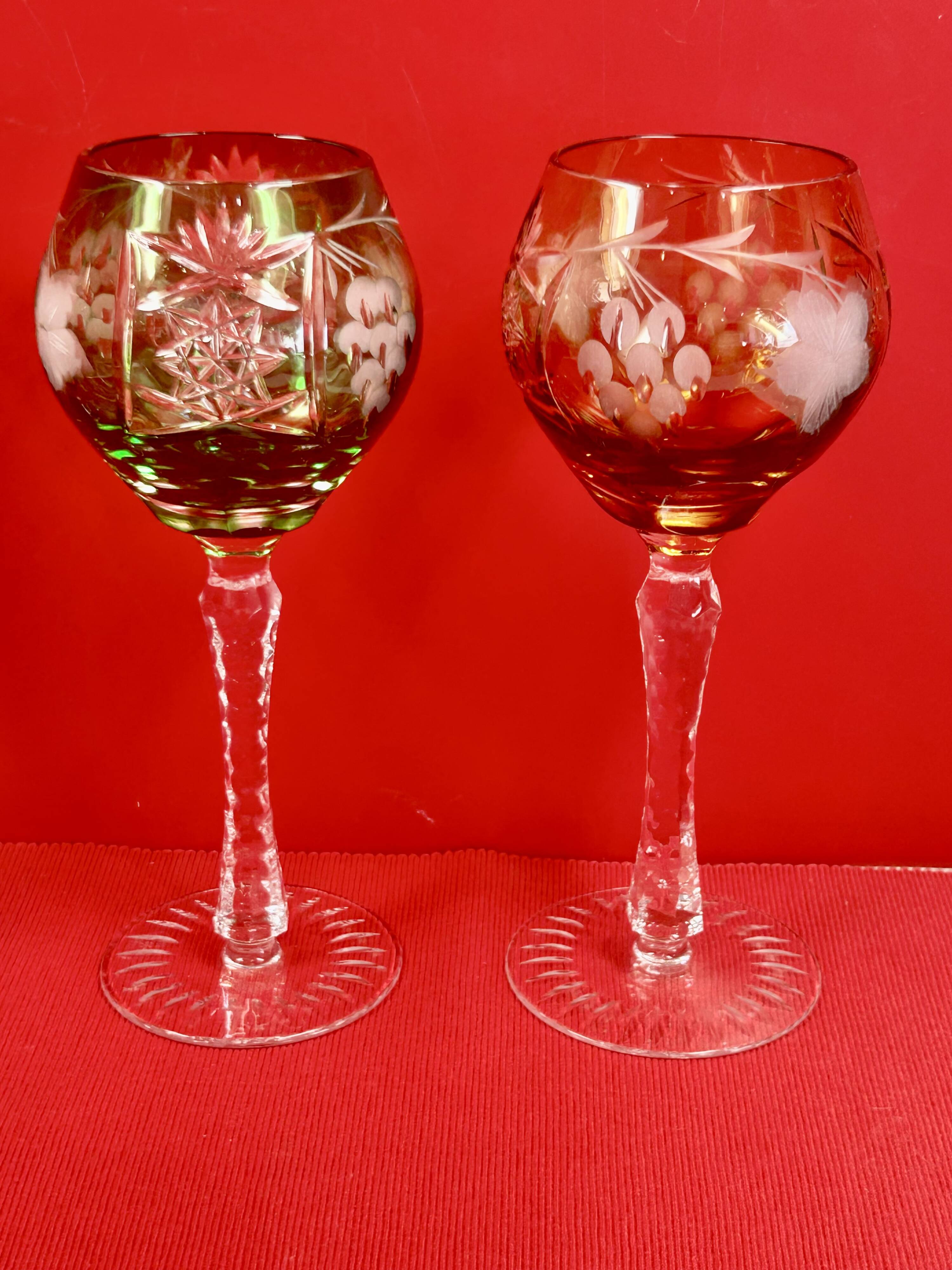 Rhin Wine Glasses Roemer Cut Crystal Colours 21 cm Lorraine Crystal