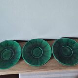 Lot de 3 tasses et sous tasse à café vert vintage barbotine