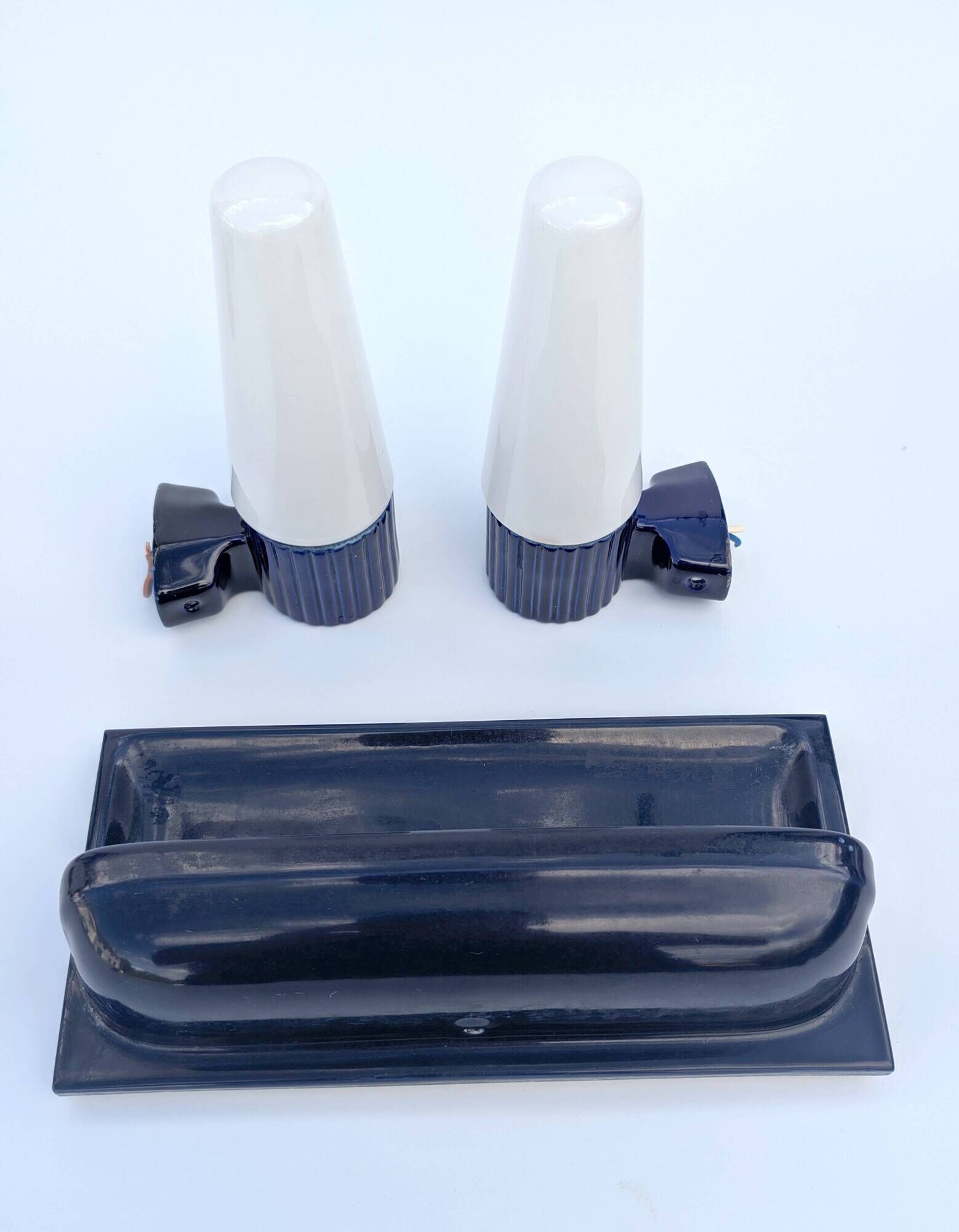 Pair of blue ceramic wall lights by Hans-Agne Jakobsson