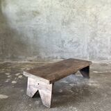 Petit banc bas asiatique en teck ancien upcyclé H:21 l:23 L:70