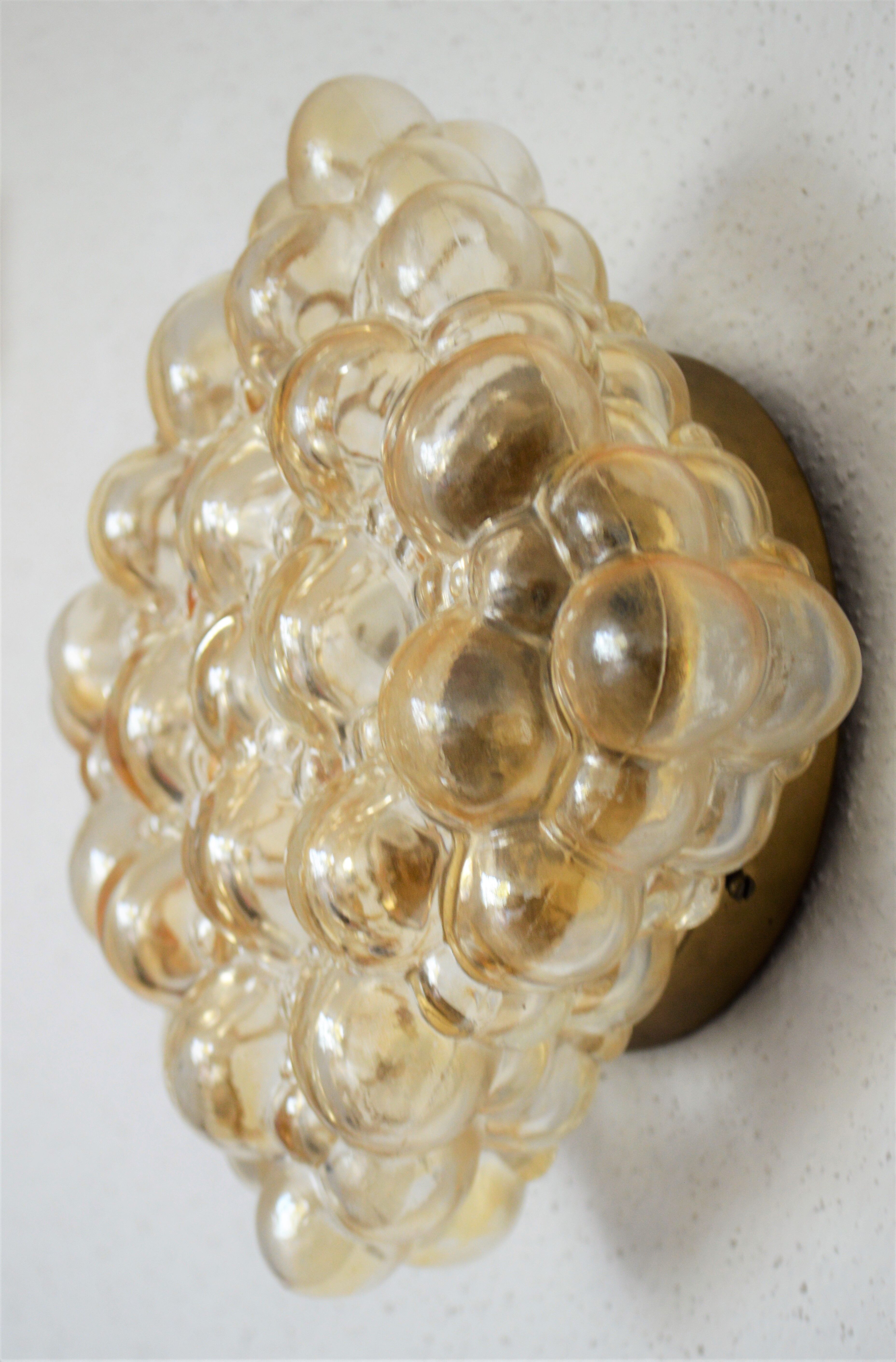 Glass wall lamp by Helena Tynell for Glashütte Limburg vintage design from the 60s