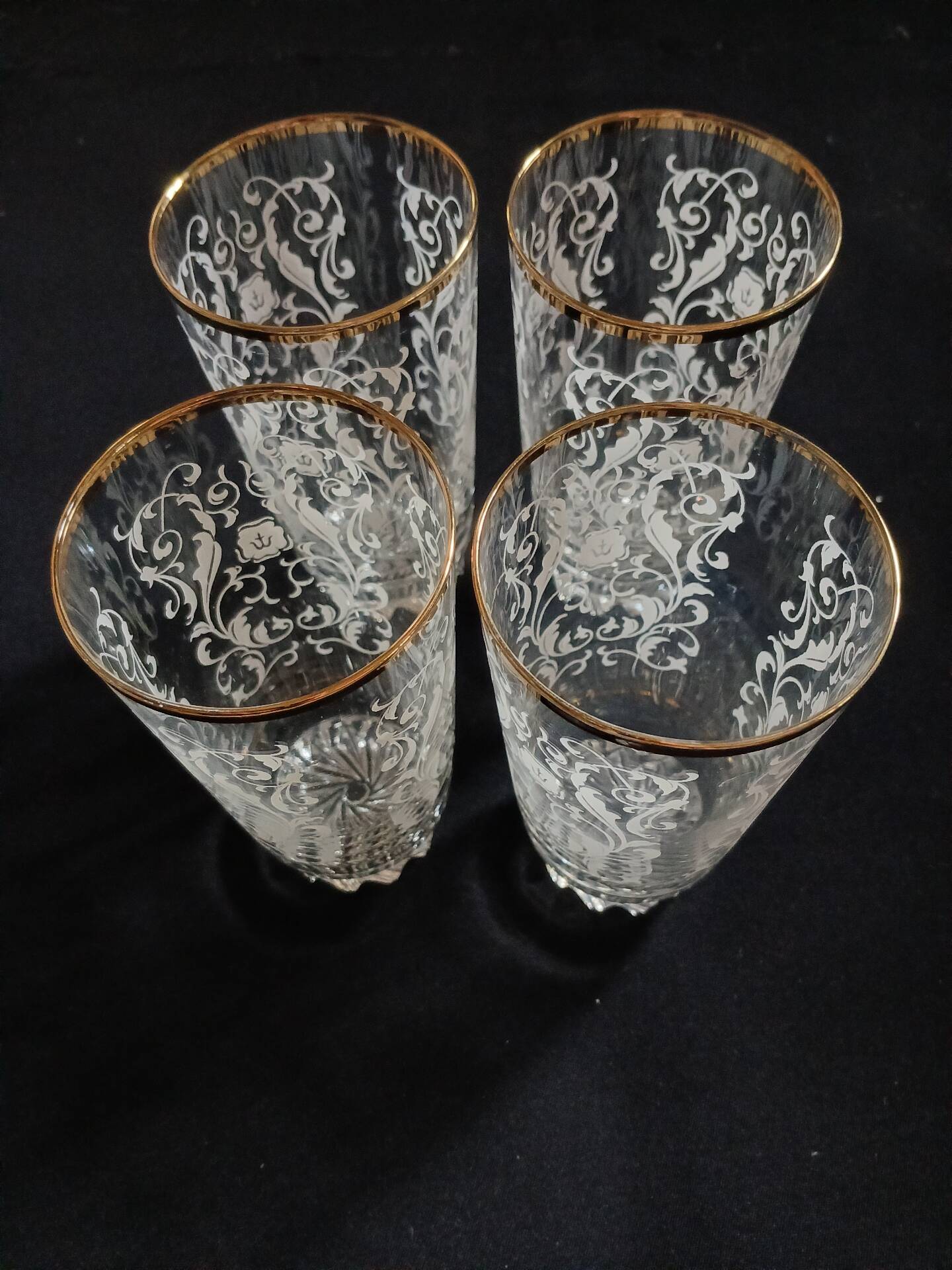 4 vintage water glasses