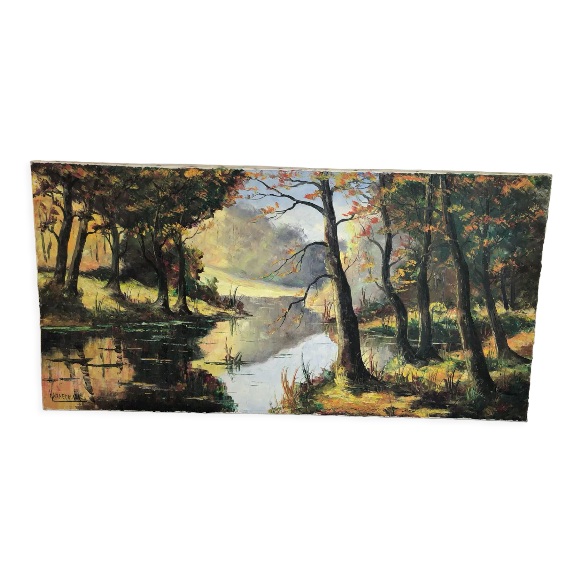 Oil on canvas autumn landscape