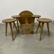 Set table and 4 wooden stools bistrot design of the 50