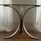 Table ronde en verre et acier, années 70