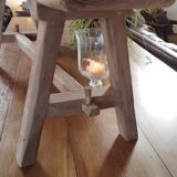 "A frame" bench in solid oak, patinated.