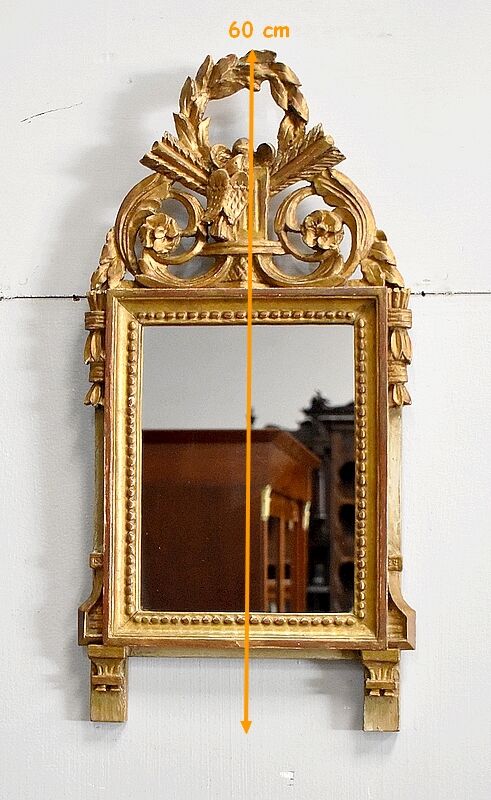 Gilded wood mirror, Louis XVI style - 1st part XXth - 60x30cm
