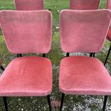 Set of 7 pink velvet chairs