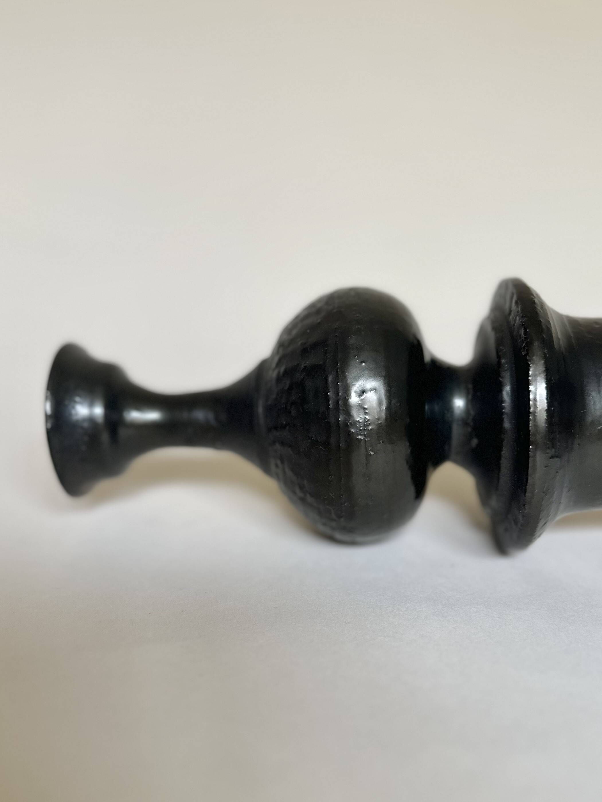 Black ceramic candlestick Jean Marais Vallauris
