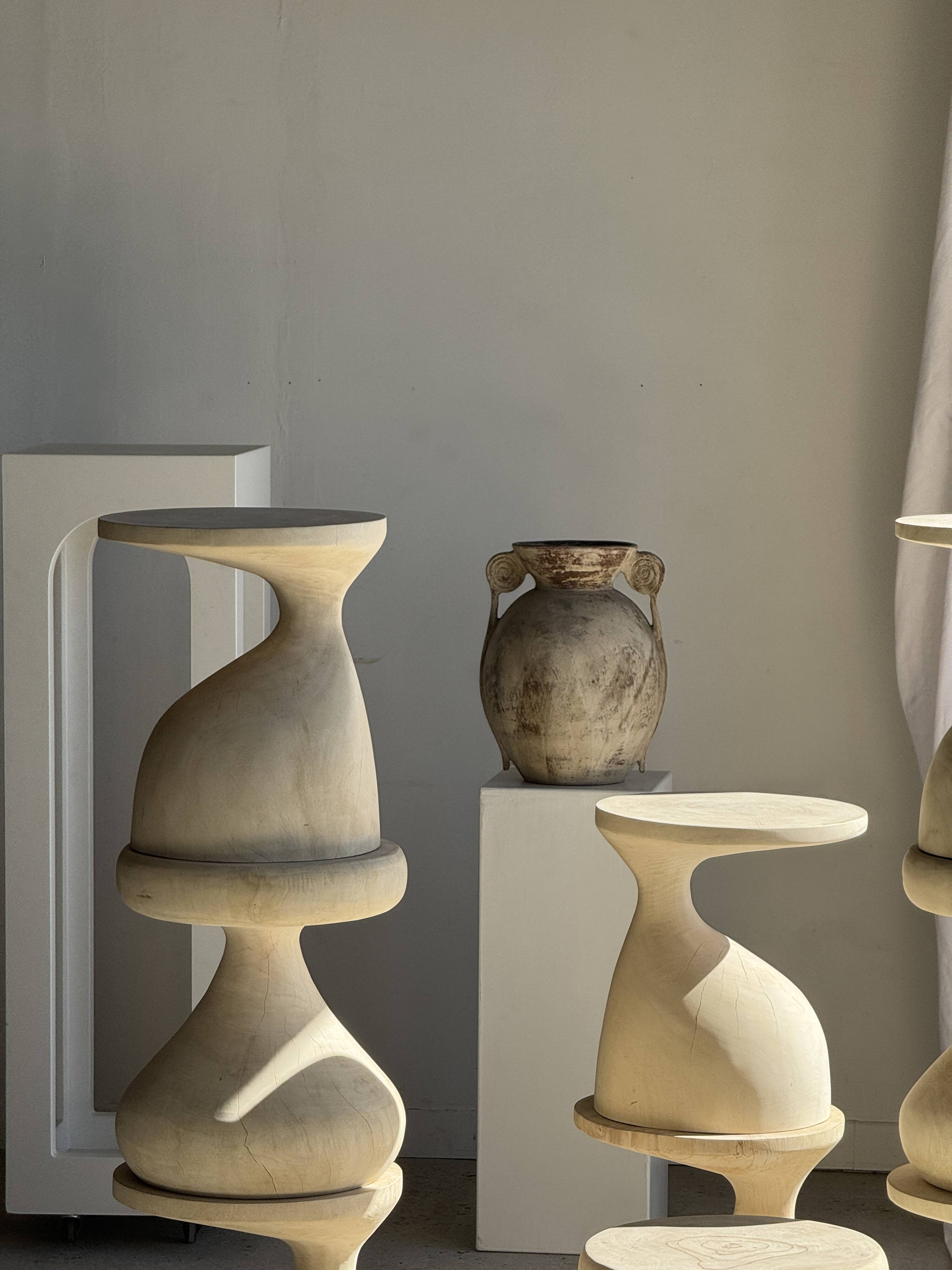 Pawn Bleach - Stool, side table, end table in solid mango wood