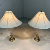 Lampes de table Hollywood Regency en cristal et laiton par Underwriters Laboratories Inc