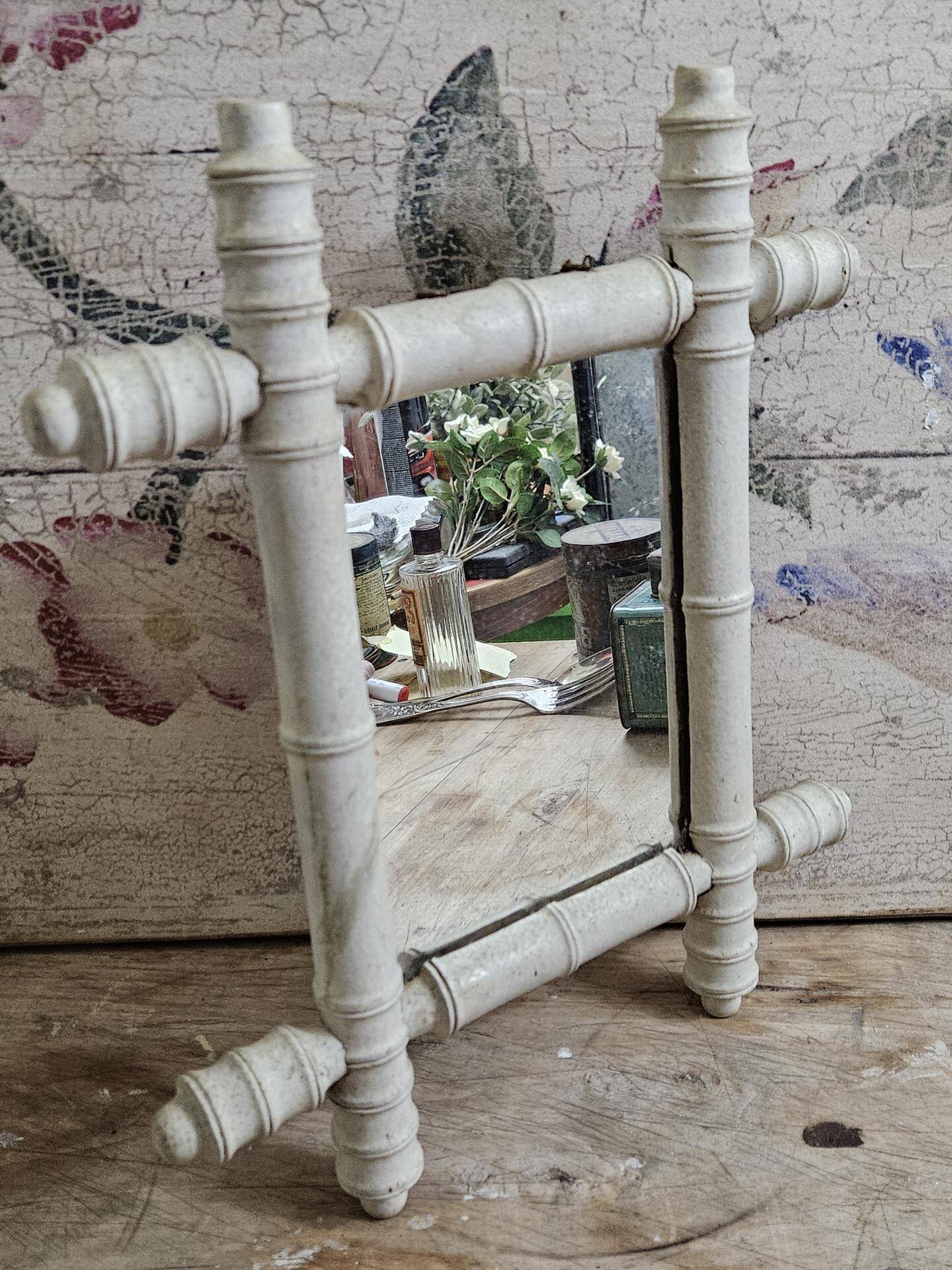 Antique mirror - Shabby bamboo mirror