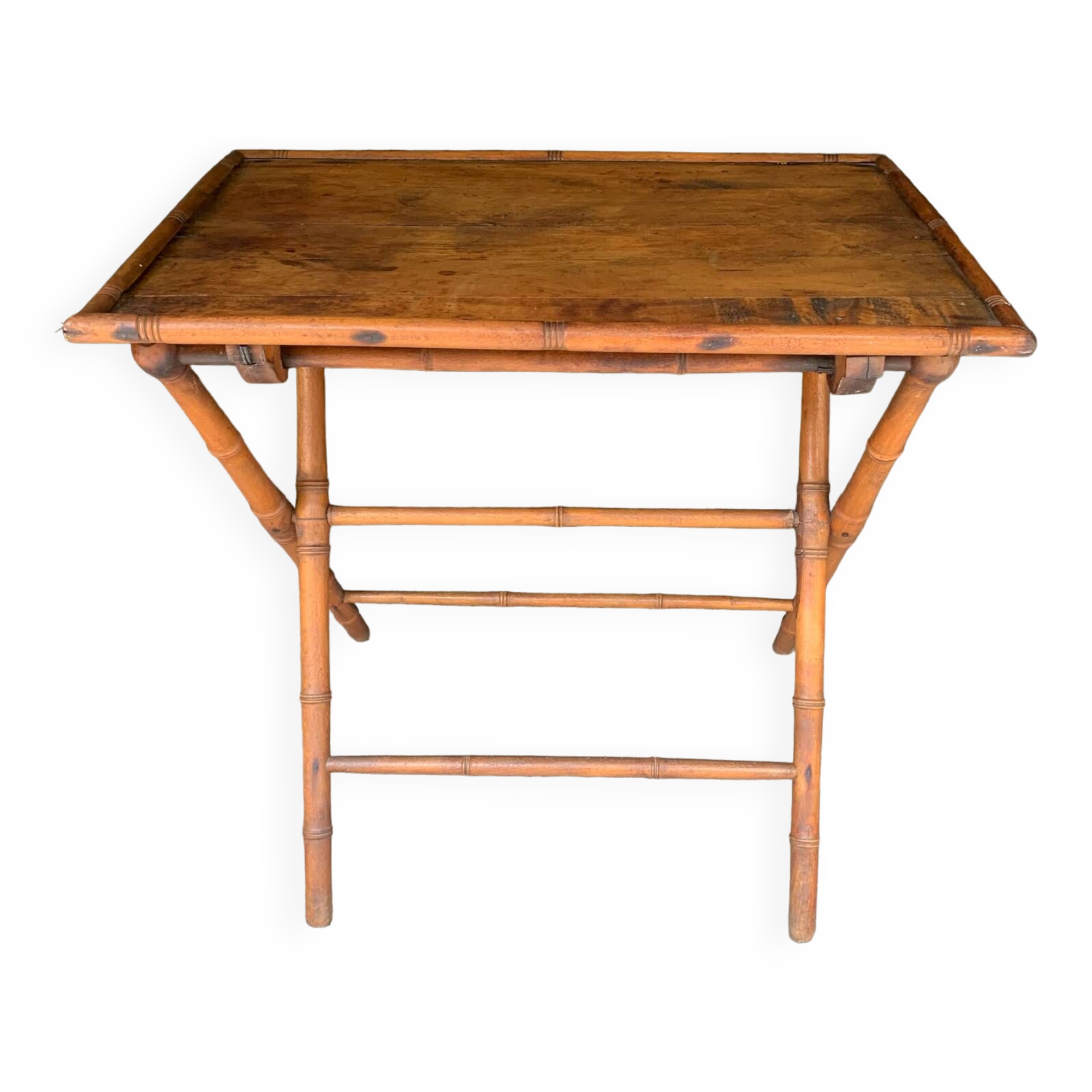 Folding bamboo side table