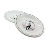 Lot of 2 plates woman to dog