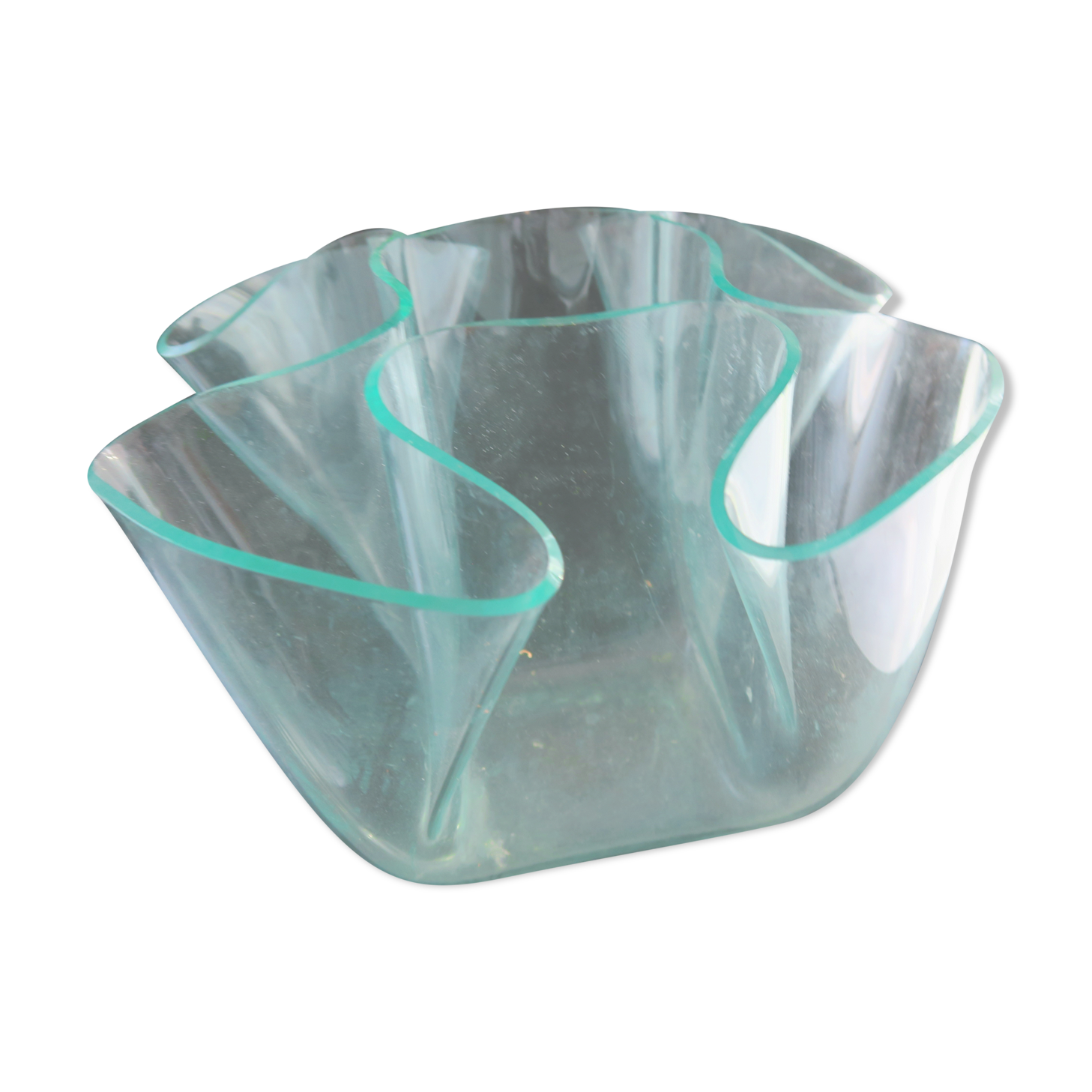 Plexiglass vase 1970 shape handkerchief 5 compartments 21 cm x 17 high