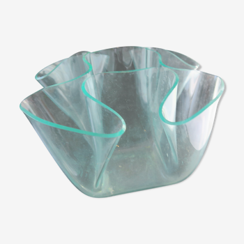 Plexiglass vase 1970 shape handkerchief 5 compartments 21 cm x 17 high