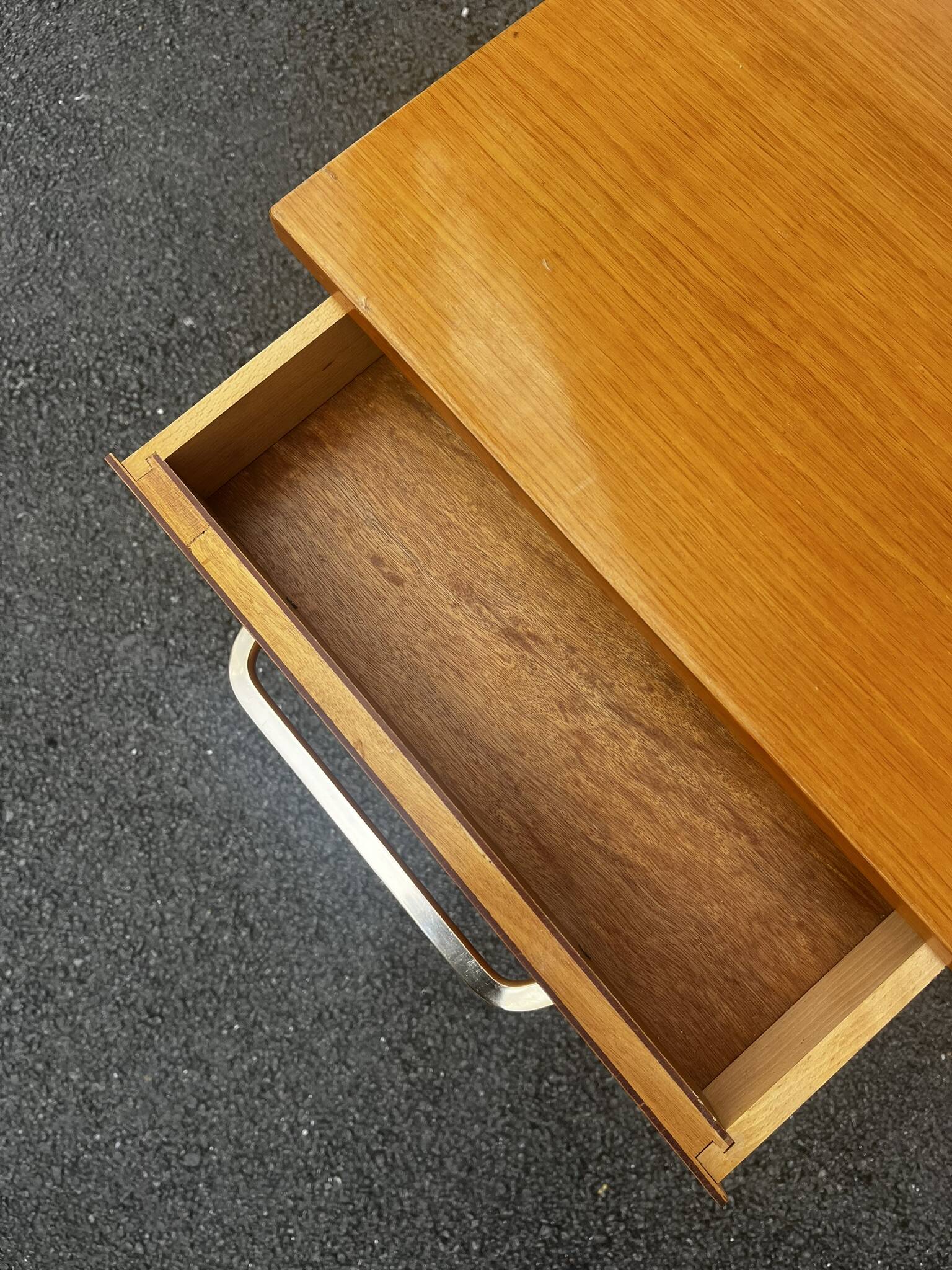 Vintage wooden bedside table / side table with tapered legs.