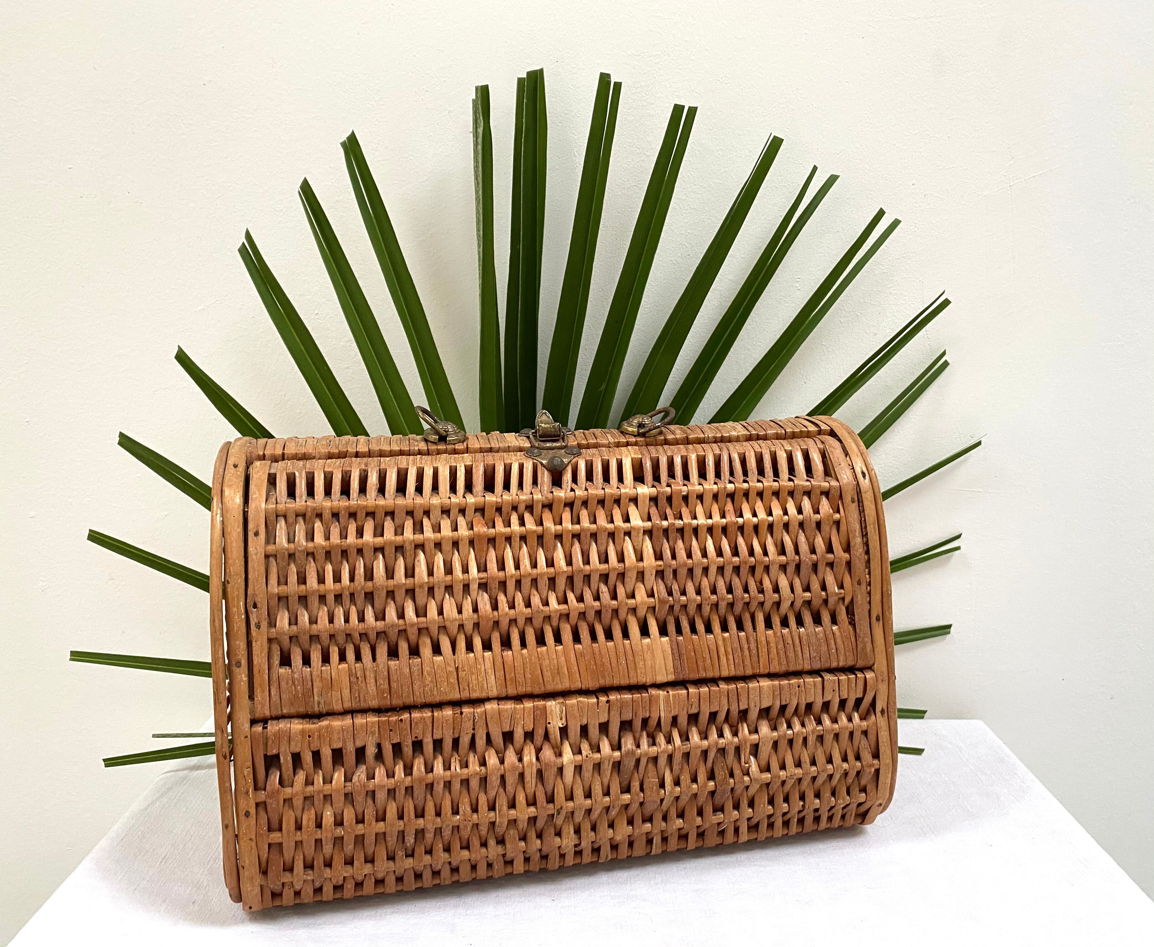 Wicker rattan basket from the 70s