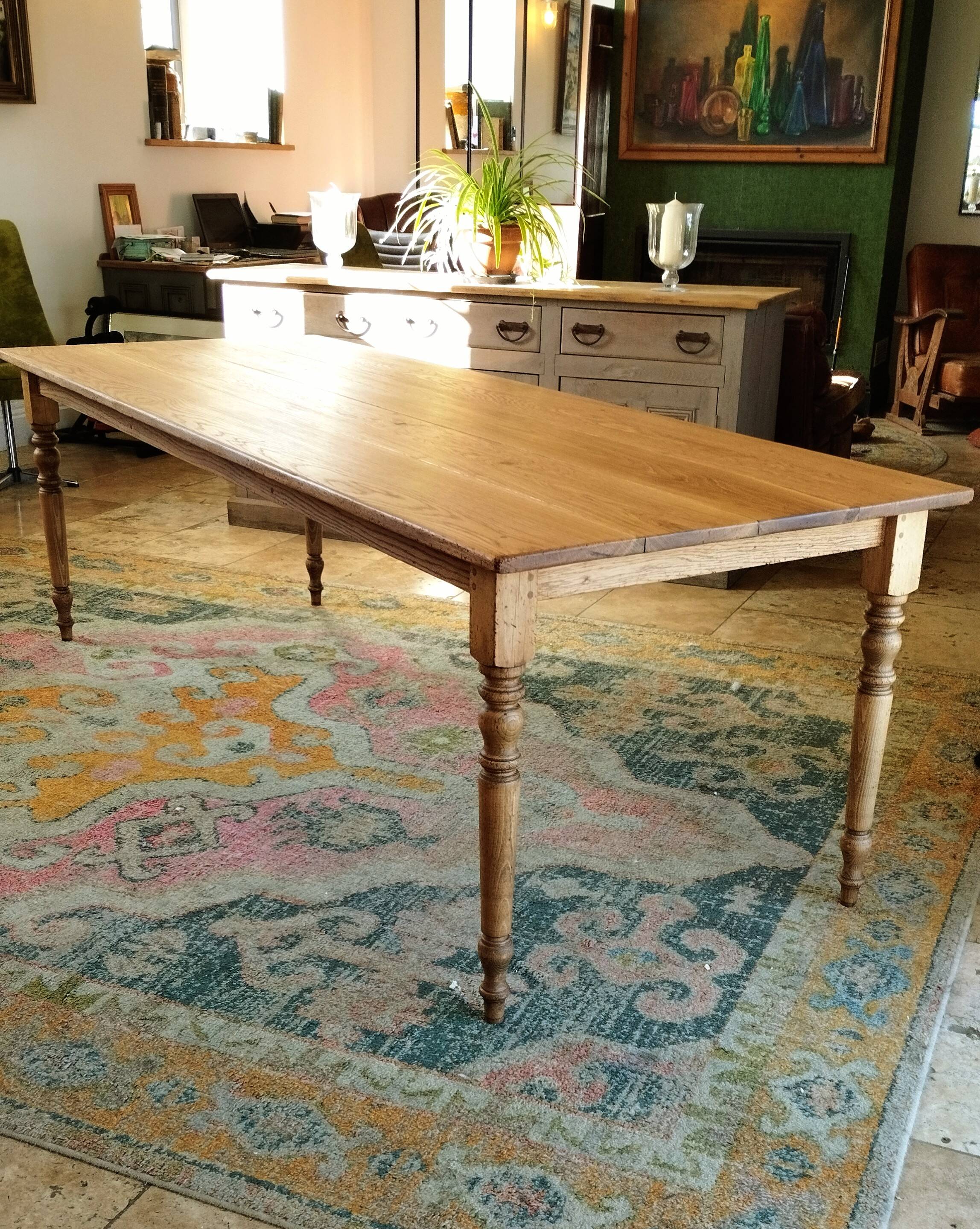 Solid oak farmhouse table
